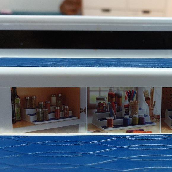 Copco Non Skid Shelf Organizer  15 X 9 X 3 NAVY BLUE 3 Tiers - Picture 8 of 10